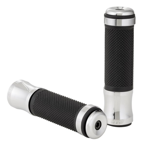Grips Ø 24/24 mm, L 125 mm for Vespa PX 125-200cc, black/chrome