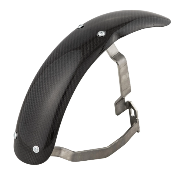 Mudguard 2.0 Garelli Race EVO II for Vespa PX 80-200cc, carbon clear, holder stainless steel