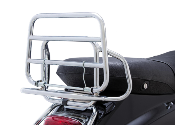 Rear luggage rack for Vespa ET2/ET4 50-150cc, foldable, chrome