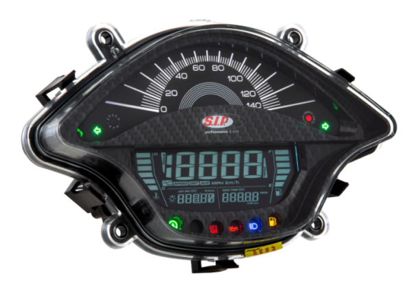 Revolution counter/speedometer for Vespa Primavera/​Sprint 50-150ccm 2T/​4T AC, carbon look