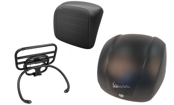 Topcase kit 36L black matt (99/C), luggage rack black for Vespa GTS 125/300/310