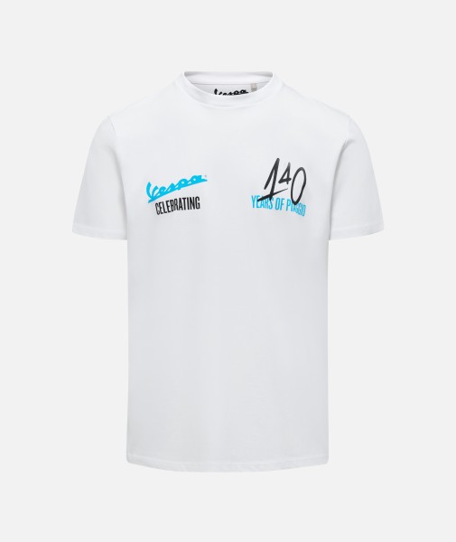 Vespa T-shirt "140 years Piaggio" white blue